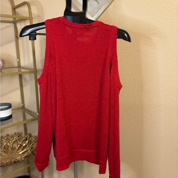 Michael Michael Kors Red Cold Shoulder Knit Sweater Size M - Picture 3 of 4